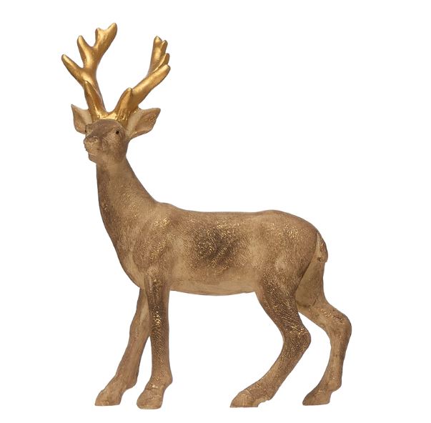 Resin Standing Deer with Gold Accents - winter collection