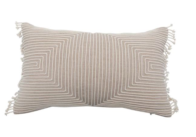 Chambray Appliqued Lumbar Pillow
